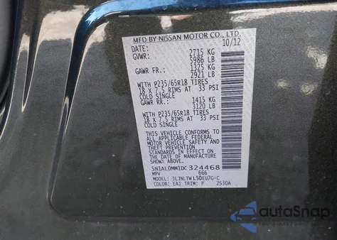 2013 Infiniti Jx35 z USA, uszkodzony, nr VIN 5N1AL0MM1DC324468